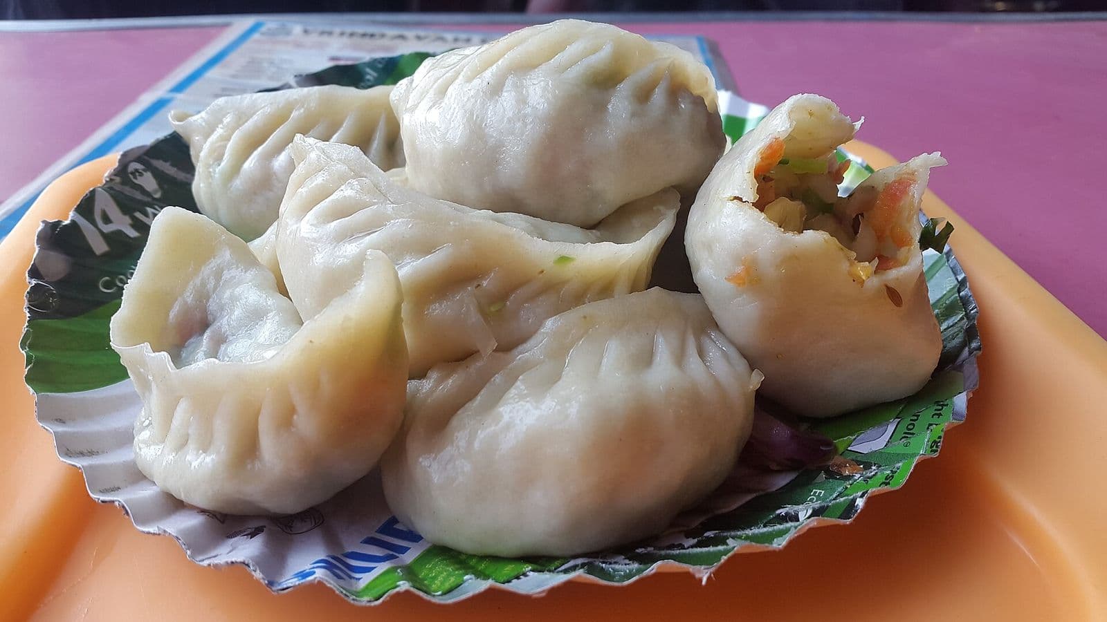 Plate of steamed vegetable momos at Himalayan Cafe in McLeod Ganj