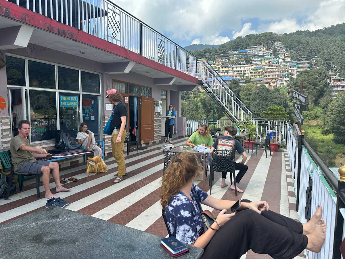 Terrace and building front at Backpackers Inn, Jogiwara Road, McLeod Ganj