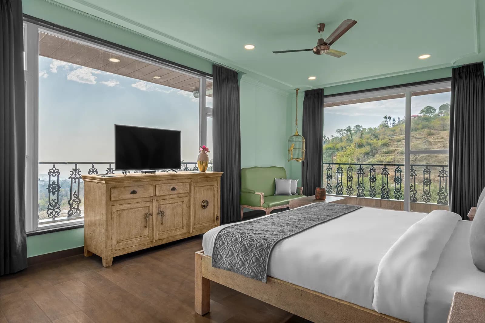 Room with balcony and valley view at Atman, Dharamshala